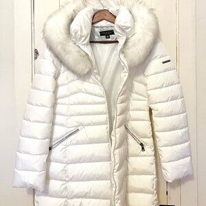 Bright White Puffer Hooded Coat M NWT